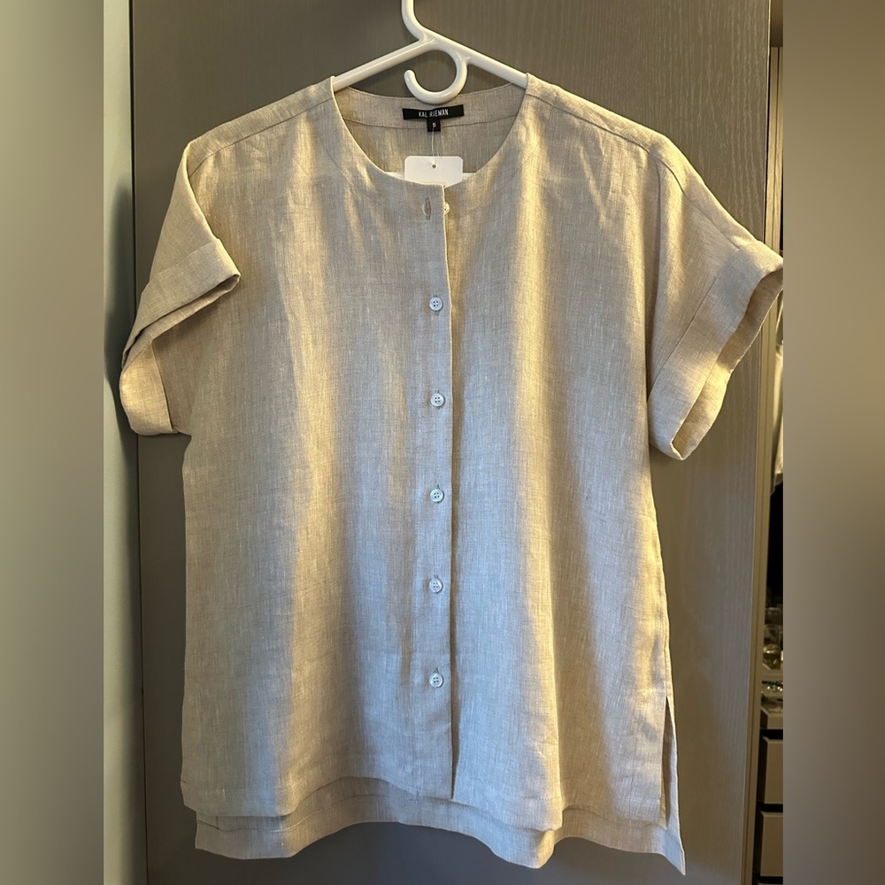 Kal Rieman Short Sleeve Linen Tunic - SMALL
